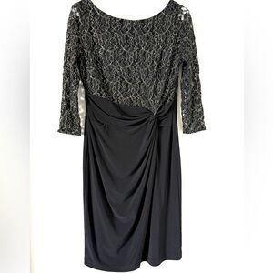 Evan Picone Black Lace Long Sleeve Dress
